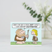 caveman invent multitasking rock stick briefkaart (Staand voorkant)