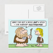 caveman invent multitasking rock stick briefkaart (Voorkant / Achterkant)