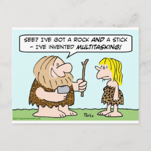 caveman invent multitasking rock stick briefkaart