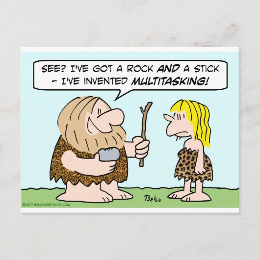 caveman invent multitasking rock stick briefkaart (Voorkant)