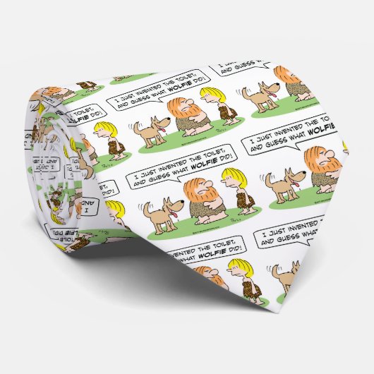 caveman invent toiletwolf wolfie stropdas (Opgerold)