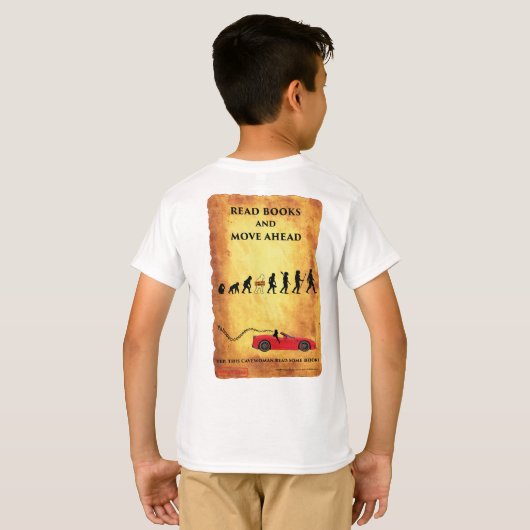 Caveman leest Books Smart Gear kinderen tshirt (Achterkant volledig)