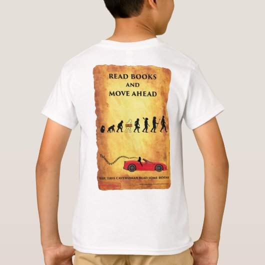 Caveman leest Books Smart Gear kinderen tshirt (Achterkant)