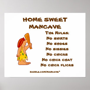 Caveman Mancave Rules2 Poster
