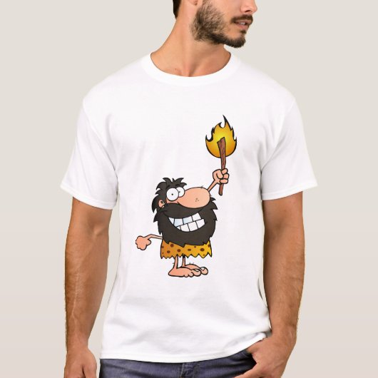 Caveman met Torch T-shirt (Voorkant)