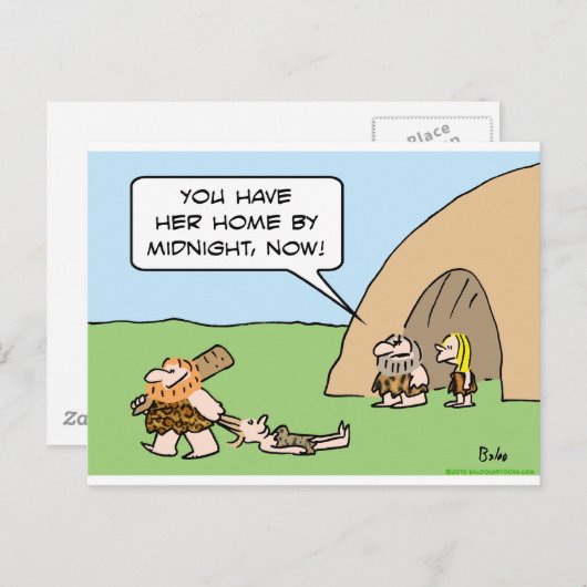 caveman middernacht versleept haaruitdatering briefkaart (Voorkant / Achterkant)