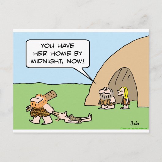 caveman middernacht versleept haaruitdatering briefkaart (Voorkant)