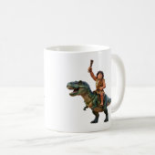 Caveman Riding Dinosaur Cartoon Image Koffiemok (Voorkant rechts)