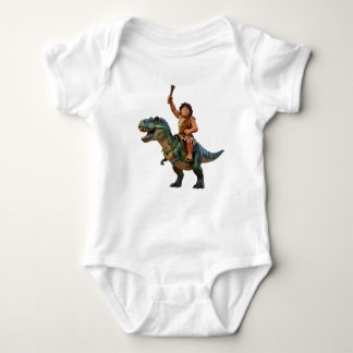 Caveman Riding Dinosaur Cartoon Image Romper
