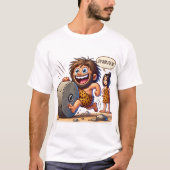 Caveman Rolling Stone Funny T-shirt (Voorkant)