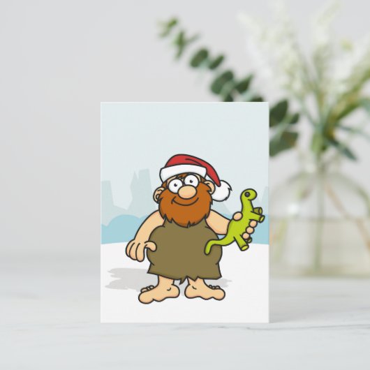Caveman Santa Briefkaart (Staand voorkant)