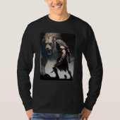 Caveman Warrior with Friendly Lion chasing the sam T-shirt (Voorkant)