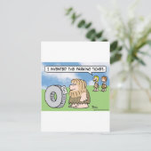 caveman wiel bedacht parkeerkaartje briefkaart (Staand voorkant)