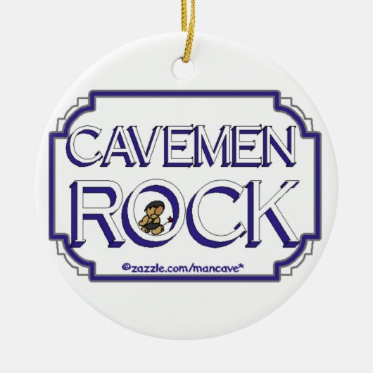 Cavemen Rock BW Keramisch Ornament (Voorkant)