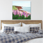 Cavendish Cliffs and Spring Lupins Canvas Print (Insitu (Slaapkamer))