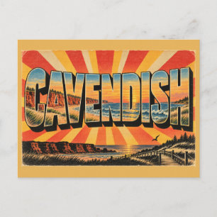 Cavendish PEI Rode Kliffen Zandstrand Kunst Briefkaart