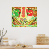 Cavestijl - Tribale liefdesschildering Poster (Keuken)