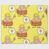 Cavewoman denkt aan brandstapel cadeaupapier (Vlak)