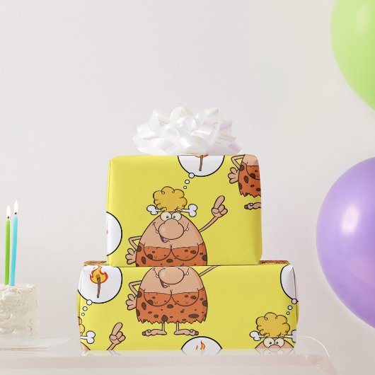 Cavewoman denkt aan brandstapel cadeaupapier