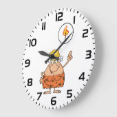 Cavewoman denkt aan brandstapel grote klok (Hoek)