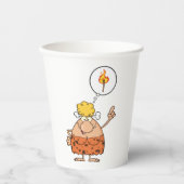 Cavewoman denkt aan brandstapel papieren bekers (Voorkant)