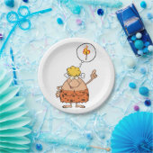 Cavewoman denkt aan brandstapel papieren bordje (Feest)