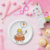 Cavewoman denkt aan brandstapel papieren bordje (Feest)