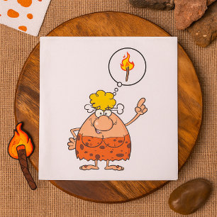 Cavewoman denkt aan brandstapel servet