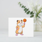 Cavia als basketballspeler met basketbal.pn briefkaart (Staand voorkant)