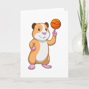 Cavia als basketballspeler met basketbal.pn kaart