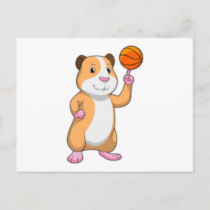 Cavia als basketballspeler met Basketball.pn Briefkaart
