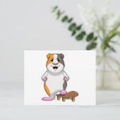 Cavia als skater met skateboard briefkaart (Staand voorkant)