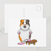 Cavia als skater met skateboard briefkaart (Voorkant / Achterkant)