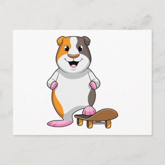 Cavia als skater met skateboard briefkaart (Voorkant)
