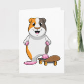 Cavia als skater met skateboard kaart (Voorkant)