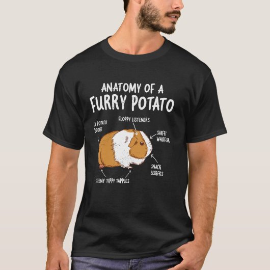 Cavia Anatomie van Furry Potato Funny Cavy Mannen T-shirt (Voorkant)