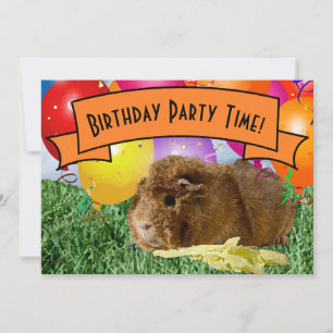 Cavia-ballonnen voor kinderfeestje 7de verjaardag kaart