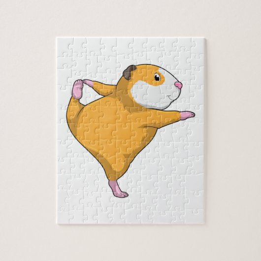 Cavia bij Yoga Stretching oefening Legpuzzel (Verticaal)