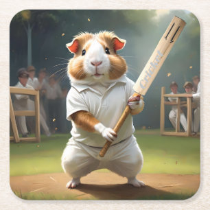 Cavia Cricketspeler: gekleed in het wit Kartonnen Onderzetters