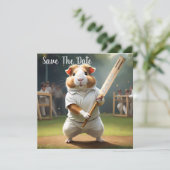 Cavia-cricketspeler: gekleed in het wit save the date (Staand voorkant)