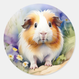 Cavia delicate Waterverf Ronde Sticker