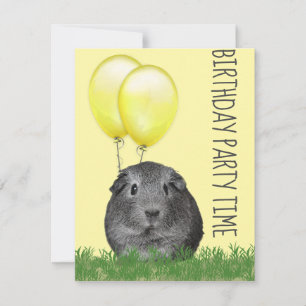 Cavia Gele Ballonnen Aangepaste Verjaardag Kaart