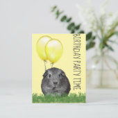 Cavia Gele Ballonnen Aangepaste Verjaardag Kaart (Staand voorkant)