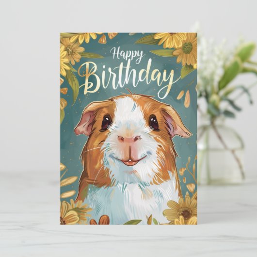 Cavia Gelukkige Verjaardag Feestdagenkaart (Staand voorkant)