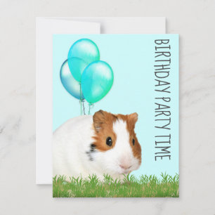 Cavia Groene Blauwe Ballonnen Aangepaste Verjaarda Kaart