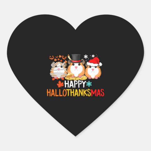 Cavia Halloween Thanksgiving Kerstmis Hart Sticker (Voorkant)
