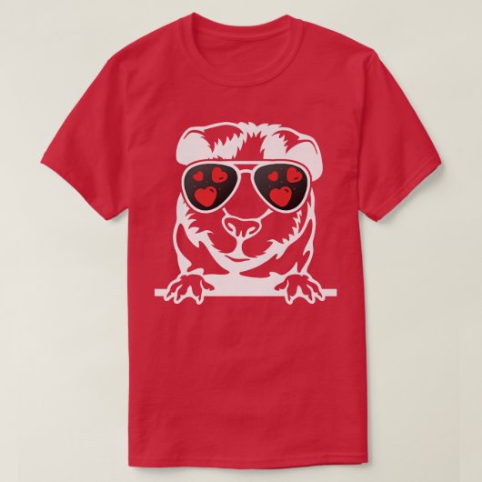 Cavia Heart Sunglasses Cool Guinea Pig Valentine's T-shirt (Design voorkant)