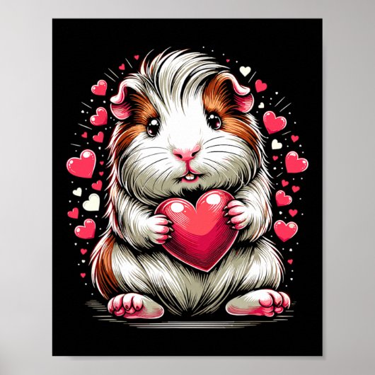 Cavia Holding Hart Valentijnsdag Schattigee Vale Poster (Voorkant)