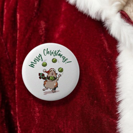 Cavia jongleren aangepaste tekst Prettig kerstfees Ronde Button 5,7 Cm