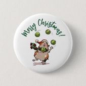 Cavia jongleren aangepaste tekst Prettig kerstfees Ronde Button 5,7 Cm (Voorkant)